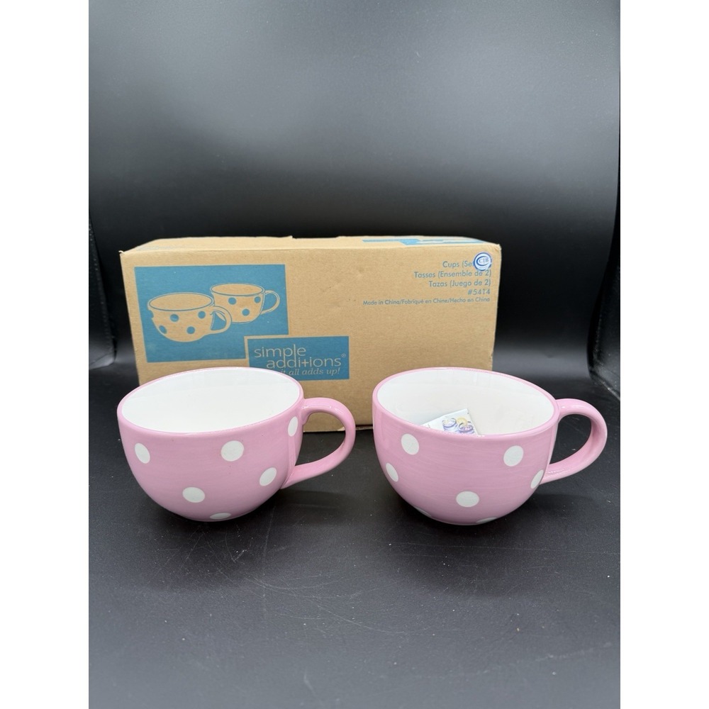 Pampered Chef Simple Additions "Help With Cancer" Mugs ☕🎗️ Set of 2 – NOS